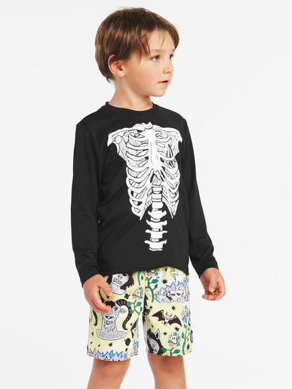 Little Boys Skeleton Long Sleeve Rashguard